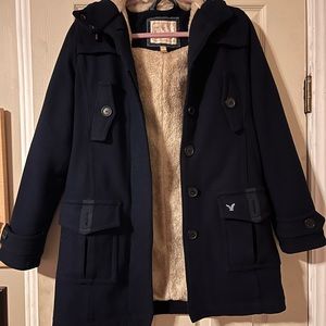 American Eagle faux fur lined hooded coat